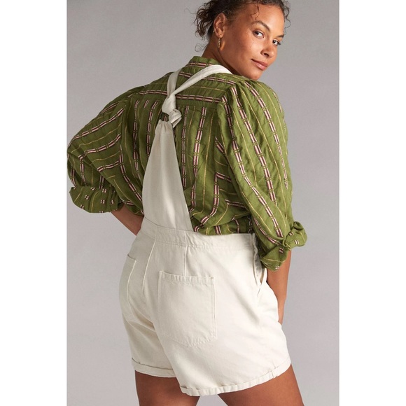 Anthropologie Pilcro Relaxed Short Overalls Ivory NWT Size 16W - Picture 4 of 16